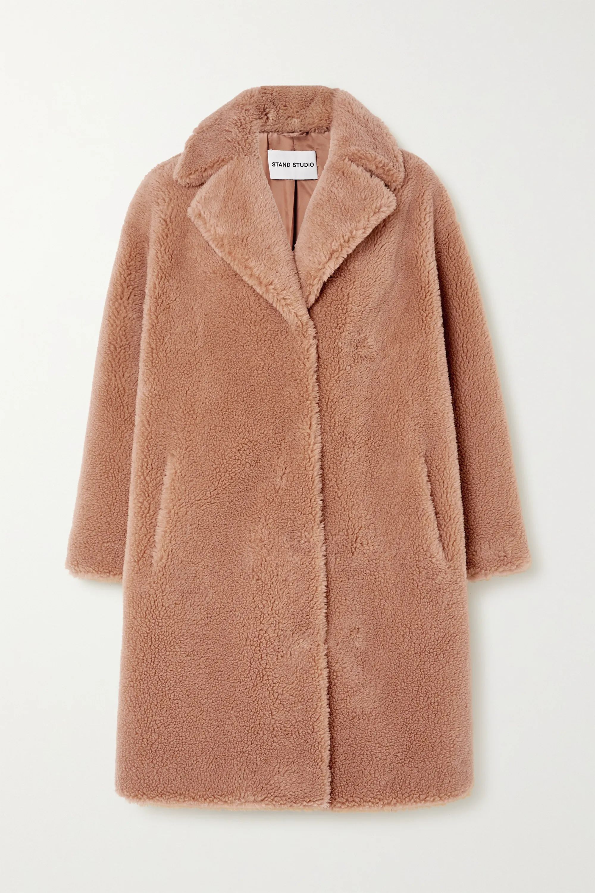Beige Camille Cocoon faux shearling coat | Stand Studio | NET-A-PORTER | NET-A-PORTER (US)
