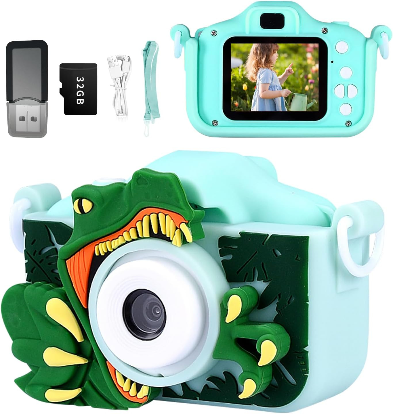 Snowall Kids Camera Toys with Green Dinosaur Camera for Kids,Cute Portable Little Boys Gifts Kids... | Amazon (US)