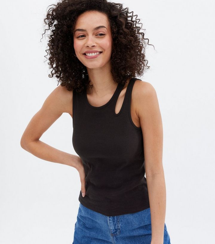 Tall Black Ribbed Cut Out Vest
						
						Add to Saved Items
						Remove from Saved Items | New Look (UK)