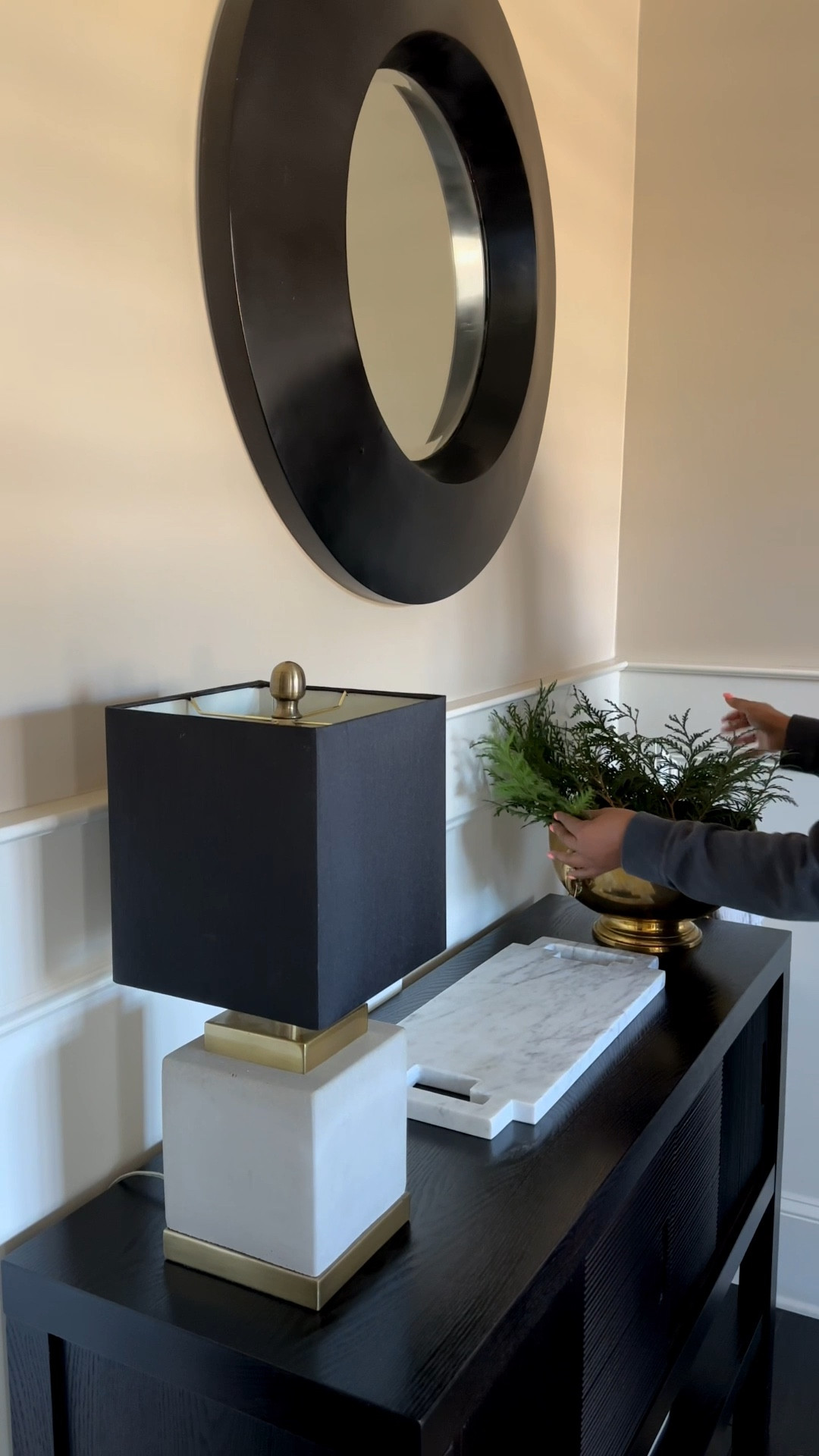 Holiday styling, Christmas decor, vintage brass, marble decor, greenery 

#LTKHome #LTKHoliday