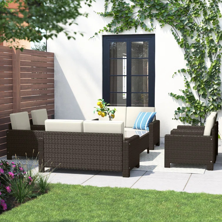 Buell Wicker/Rattan 8 - Person Seating Group with Cushions | Wayfair North America