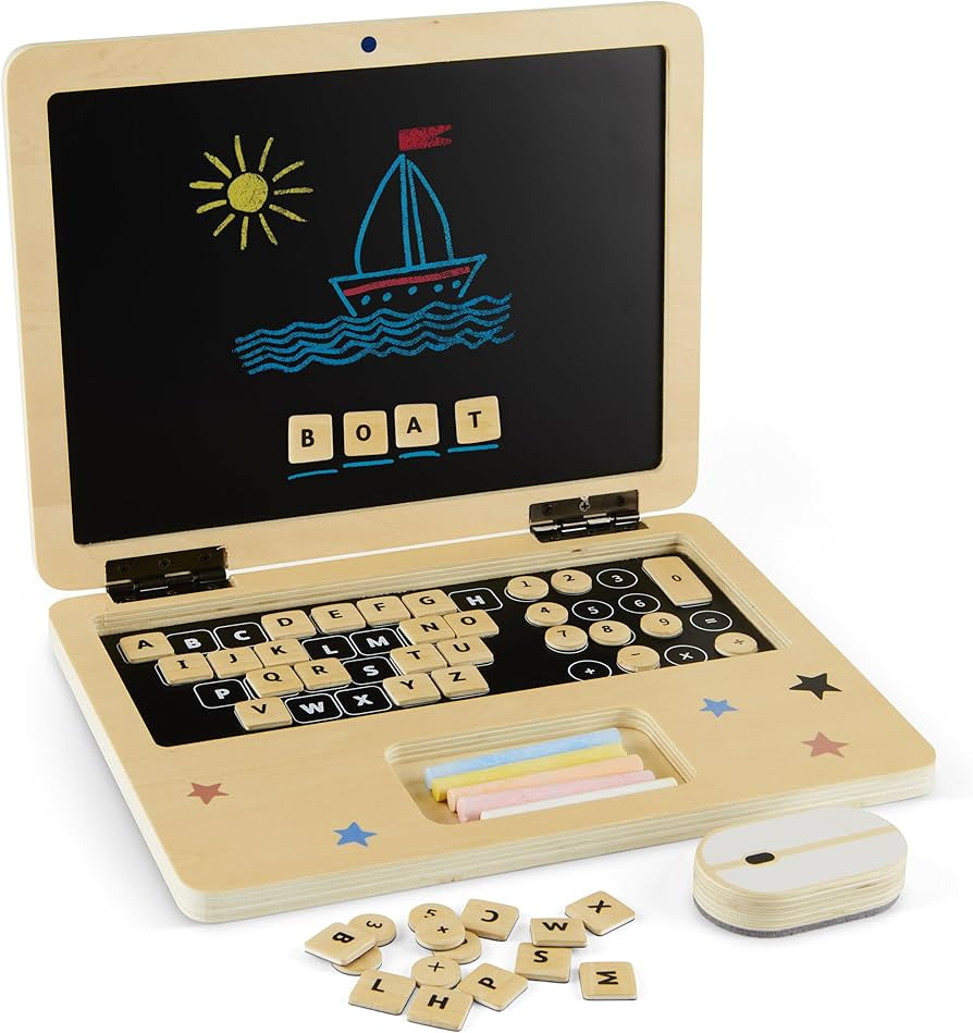 Litti City Wooden Computer Pretend Play Set - Kids, Baby, Toddler Laptop - Toy Laptop for Kids - ... | Amazon (US)