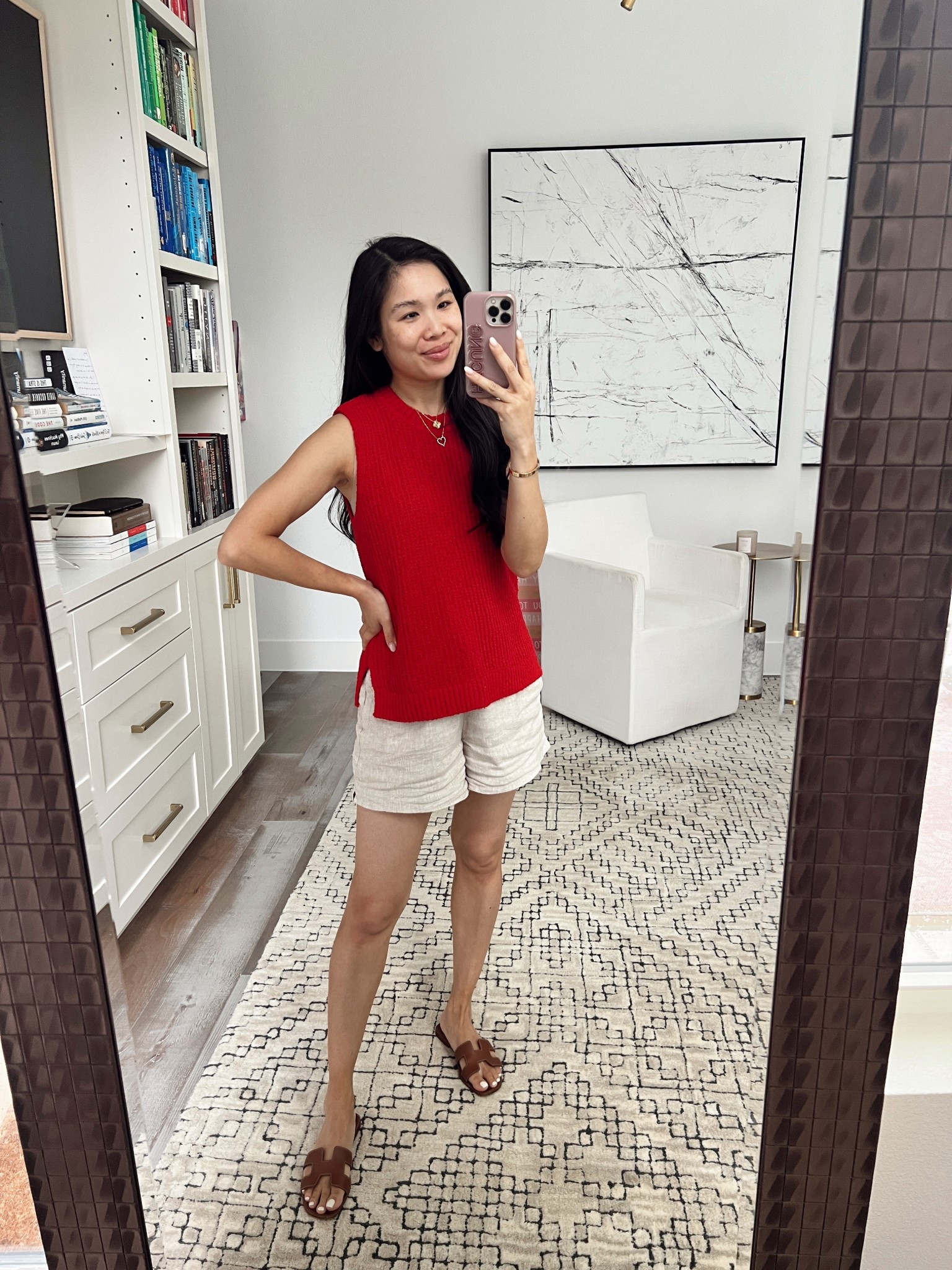 Easy summer outfit with a sweater tank and linen shorts that are super comfy with pockets. Wearing size XS in both  

#LTKSummerEdit #LTKPetite #LTKSaleAlert