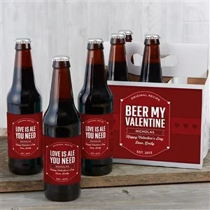 Beer My Valentine Personalized Beer Bottle Carrier | Personalization Mall