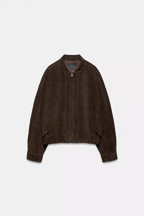 100% SUEDE LEATHER BOMBER JACKET | Zara UK