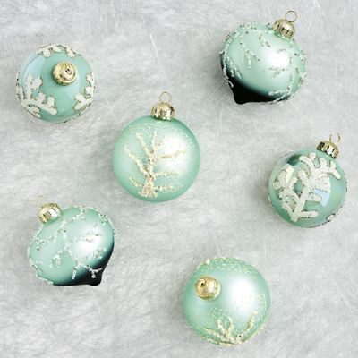 Snowy Seaside Branching Coral Ornaments, Set of Six | Frontgate