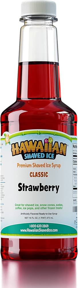 Hawaiian Shaved Ice Syrup Pint, Strawberry Flavor, Great For Slushies, Italian Soda, Popsicles, &... | Amazon (US)