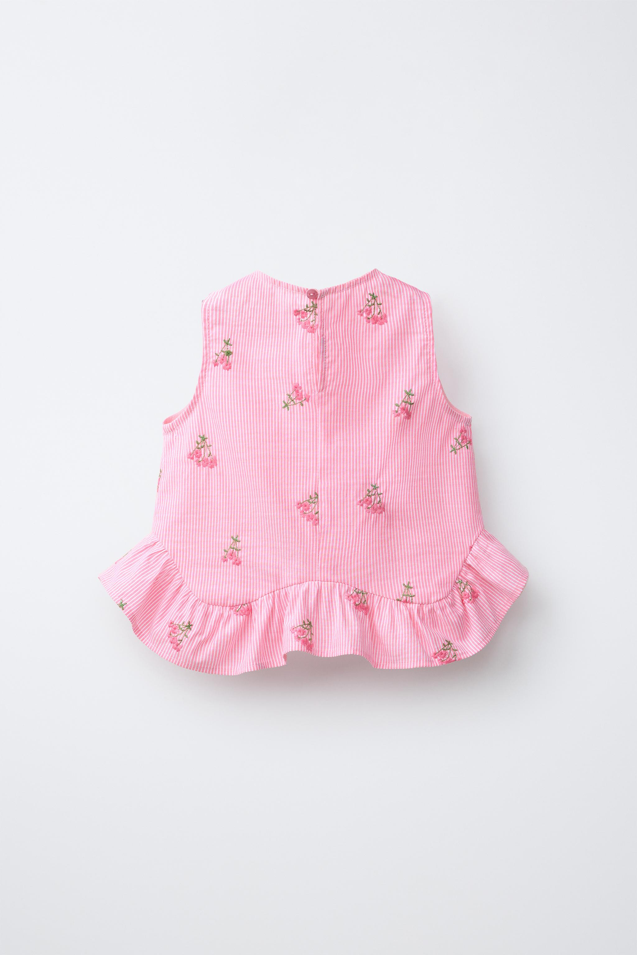 STRIPED TOP WITH FLORAL EMBROIDERY | Zara UK