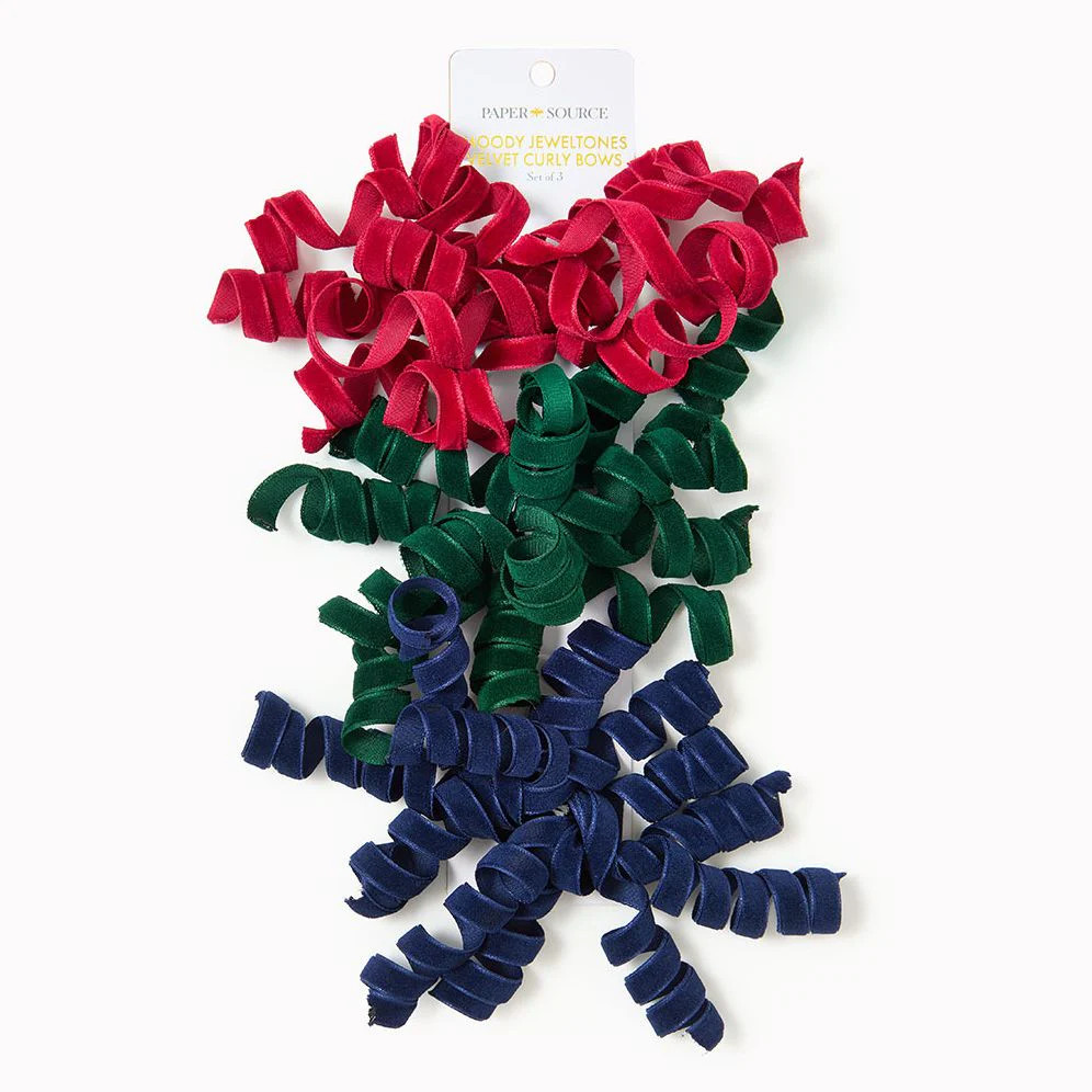 Moody Jeweltones Velvet Curly Bows S/3 | Paper Source