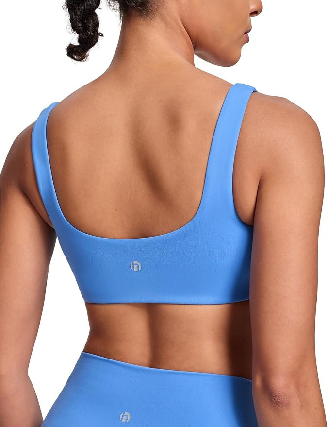 HeyNuts Womens U Back Sports Bra, Scoop Neck Low Impact Workout Yoga Tops Padded with Built in Br... | Amazon (US)