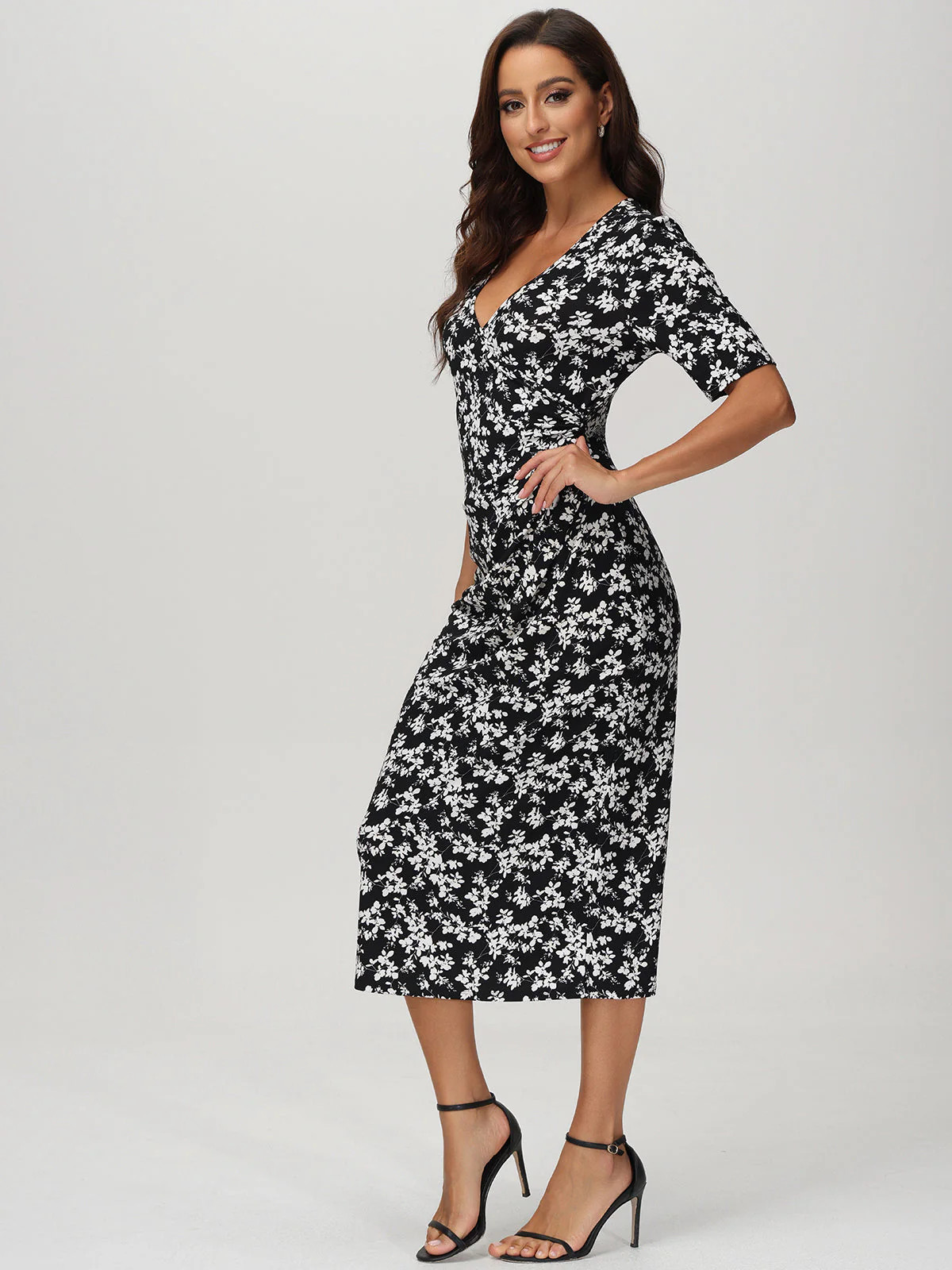 V-Neck Floral Print Midi Dress | 89th + Madison