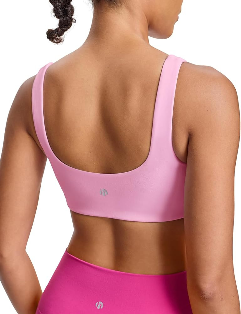 HeyNuts Womens U Back Sports Bra, Scoop Neck Low Impact Workout Yoga Tops Padded with Built in Br... | Amazon (US)