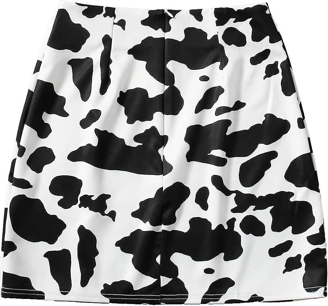 WDIRARA Women's Cow Print Summer Split Hem High Waist Casual Mini Short Skirt | Amazon (US)