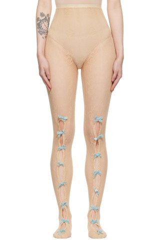 Nodress - Beige Bowknot Tights | SSENSE