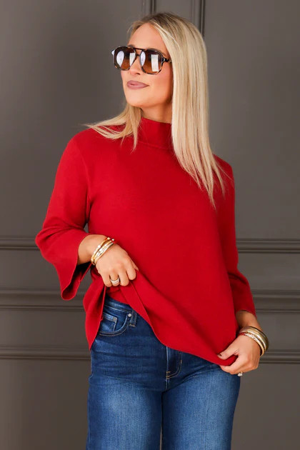 Passing Through Crimson Long Sleeve Sweater | The Willow Tree