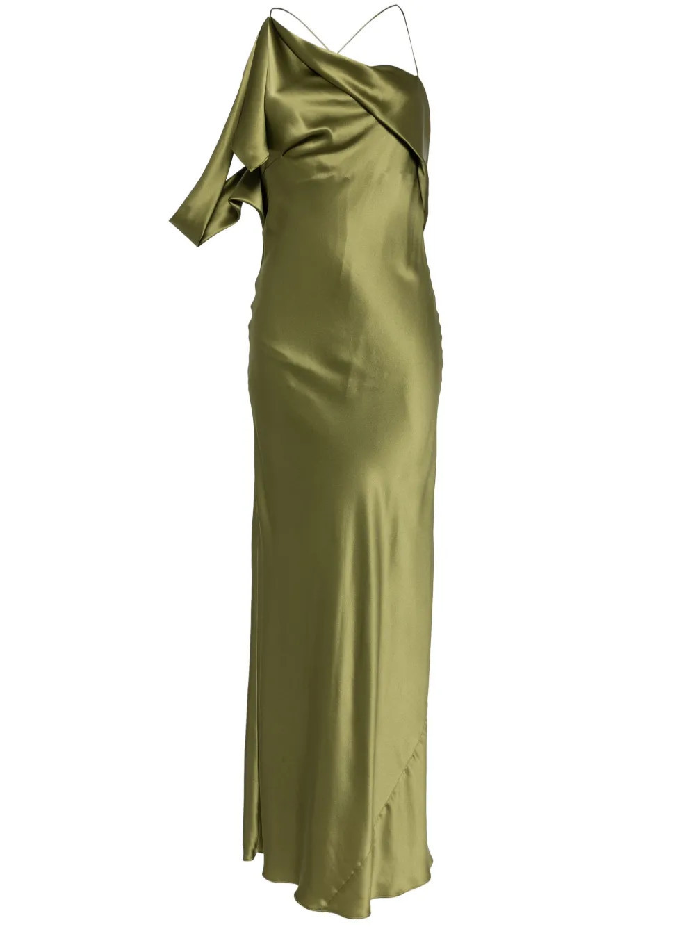 Michelle Mason asymmetric design silk gown - Green | Farfetch Global