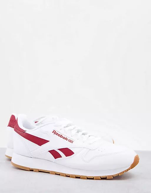Reebok Classic Leather vegan sneakers in white and red | ASOS | ASOS (Global)