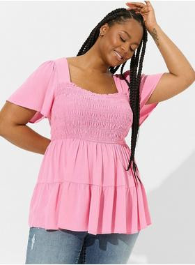 Babydoll Washable Gauze Smocked Tiered Top | Torrid (US & Canada)