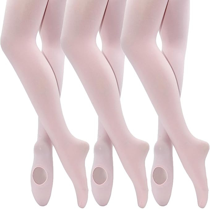 MANZI Womens Girls Solid Color Comfortable Convertible Ballet Tights 1-3 Pairs Pack | Amazon (US)