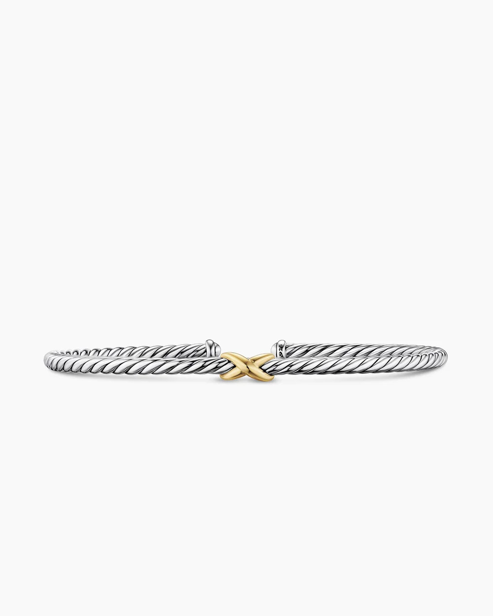 David Yurman | Micro Cable Flex X Bracelet in Sterling Silver with 14K Yellow Gold, 2.6mm | David Yurman