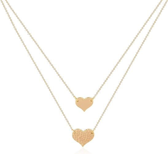 MEVECCO Layered Heart Necklace Pendant Handmade 18k Gold Plated Dainty Gold Choker Arrow Bar Laye... | Amazon (US)