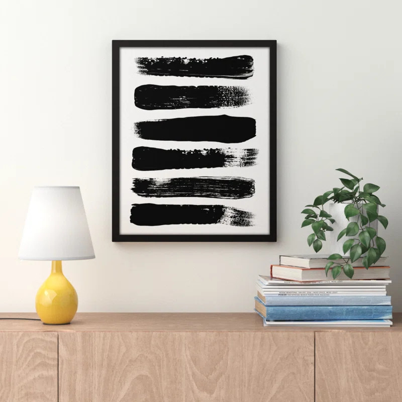 Paint Strokes Black And White Abstract - Picture Frame Graphic Art on Canvas | Wayfair North America