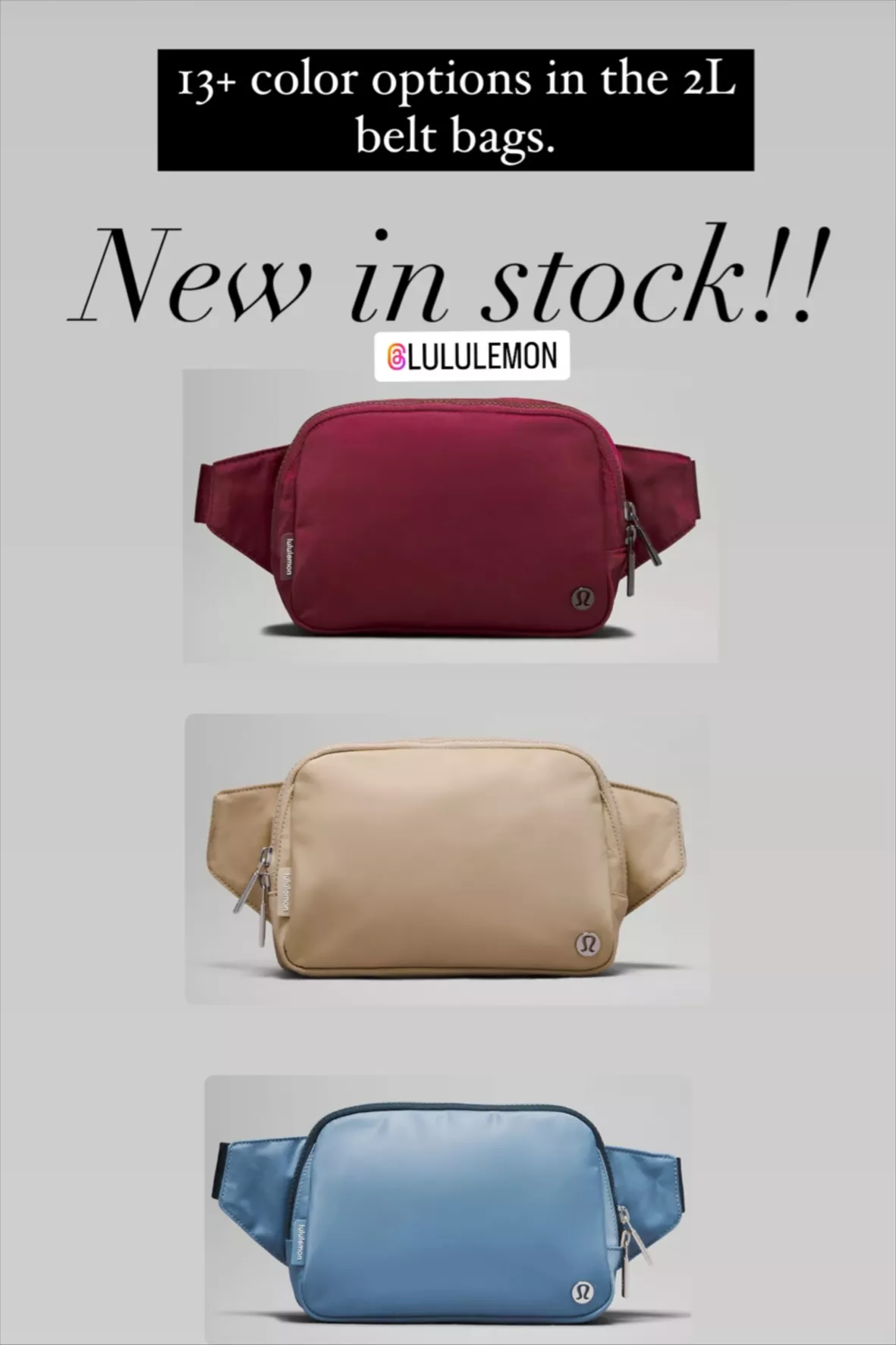 Loved by Jen - Y'all asked for it! 2L Lulu Belt Bags in brighter colorways  =>  (#ad, scroll right to see all  the colors). My fave budget-friendly 2L has some colors