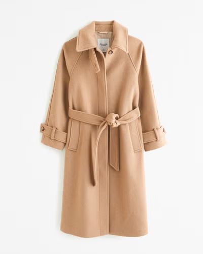 Wool-Blend Funnel Neck Coat | Abercrombie & Fitch (US)