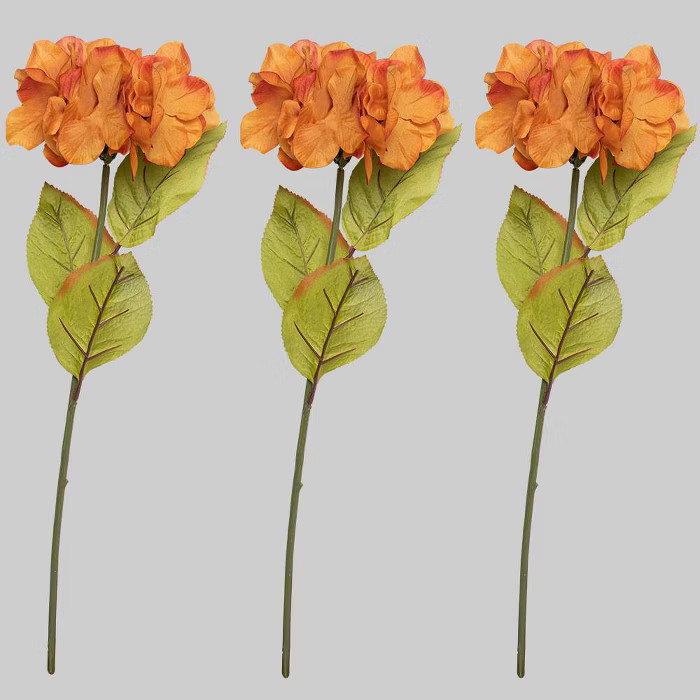 3pk Faux Picks Orange Hydrangea - Bullseye's Playground™ | Target