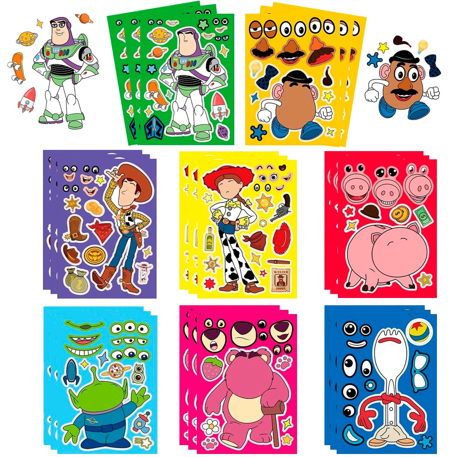Face Stickers 24 Sheets – Mix of 8 Unique Cartoon Kids Stickers for Parties, Classroom, Kids Ar... | Amazon (US)