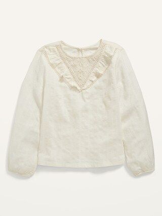 Textured Dobby Long-Sleeve Ruffle Top for Girls | Old Navy (US)