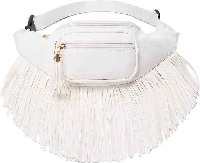 Solene Fringe Waist bag for women with Multi Zipper Pockets | Amazon (US)