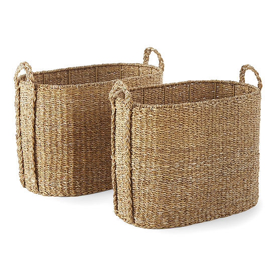 Linden Street Natural Seagrass Oval Decorative Storage Basket | JCPenney