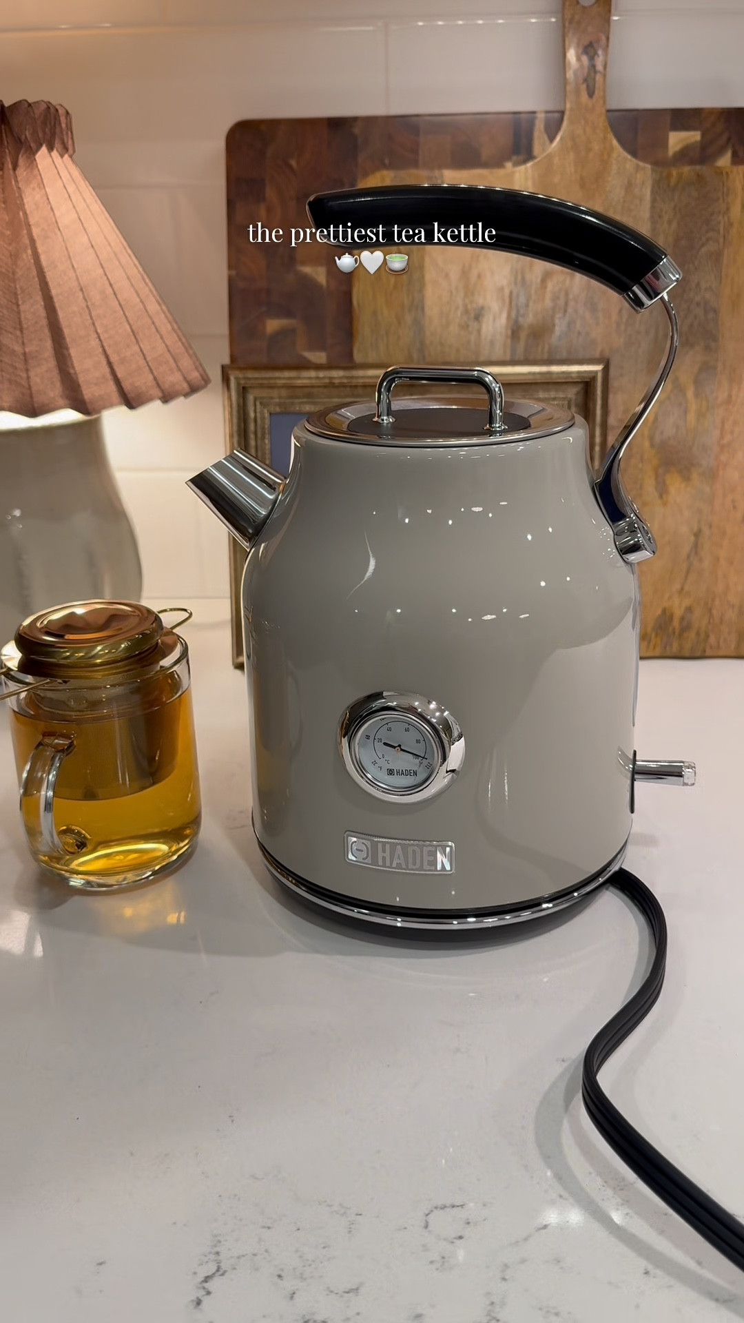 The Haden Dorset 1.7 Liter (7-cup) Stainless Steel Electric Kettle is absolutely stunning! It comes in a variety of different colors to match your kitchen decor, allowing it to go perfectly with your at home coffee bar or at home tea bar setup. I love the water level indicator window on the side and the temperature gauge on the front. The details on this electric tea kettle are so classic! 🫖🤍

#LTKHome #LTKfoodie #LTKmorningroutine