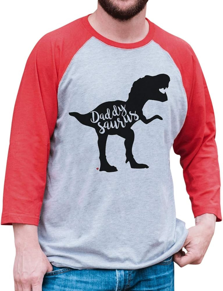 Men's Daddysaurus Dinosaur Raglan Tee | Amazon (US)