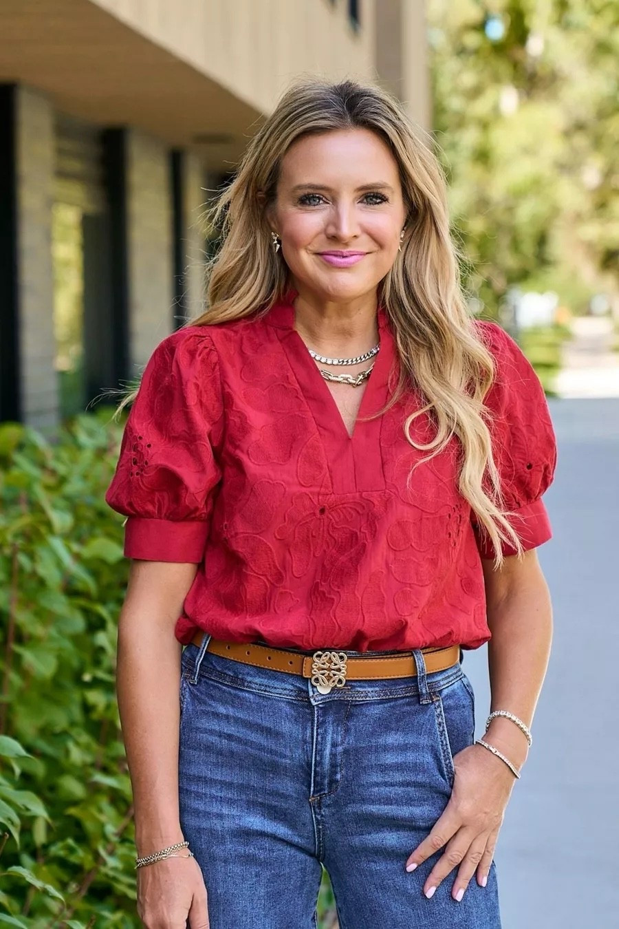 The perfect red top for fall. Wearing xs. Jeans are a 24

#LTKSeasonal #LTKFindsUnder100 #LTKStyleTip