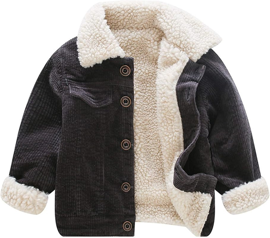 Moru Toddler Boy Winter Corduroy Jacket Baby Girl Fall Sherpa Lined Outwear Coat | Amazon (US)