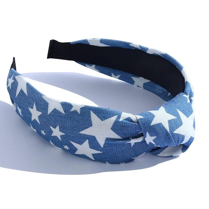Amazon.com : Headband with Twisted Knot Design Fashion Blue White Star Hair Hoop Hairband for Wom... | Amazon (US)