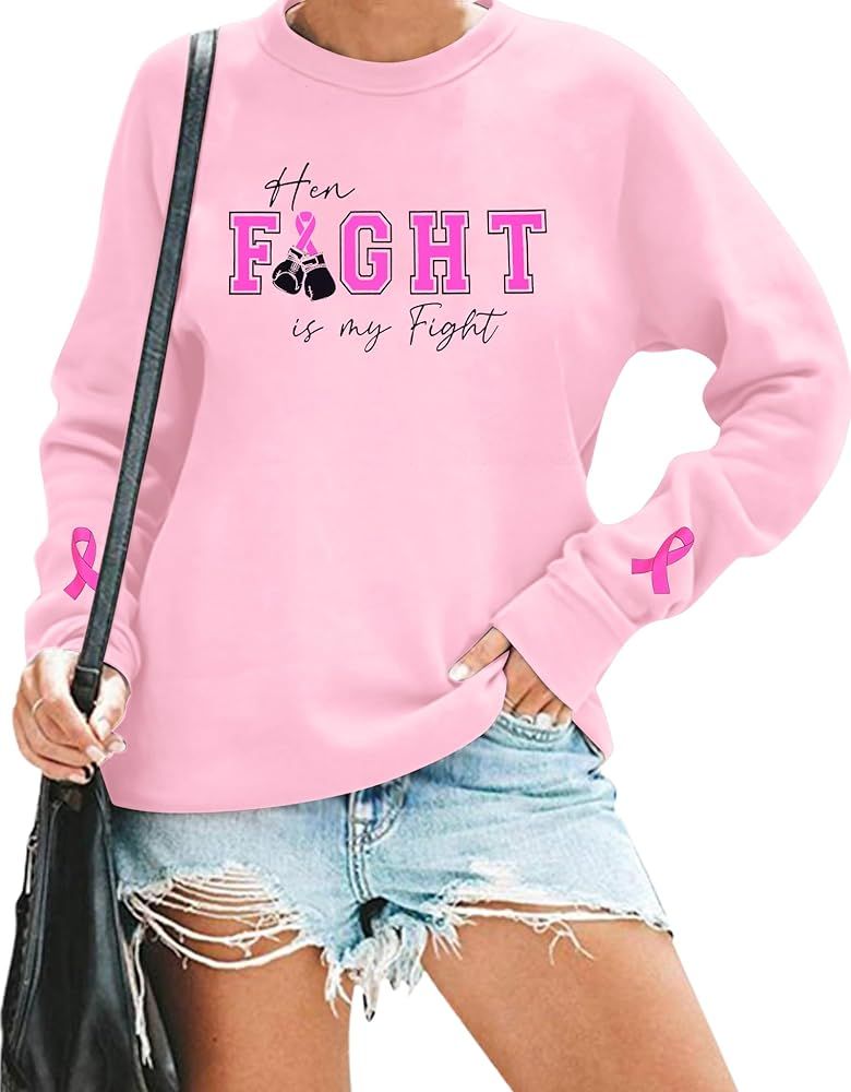 UNIQUEONE Breast Cancer Shirts For Women: Breast Cancer Awareness Sweatshirt Pink Ribbon Fight Ca... | Amazon (US)