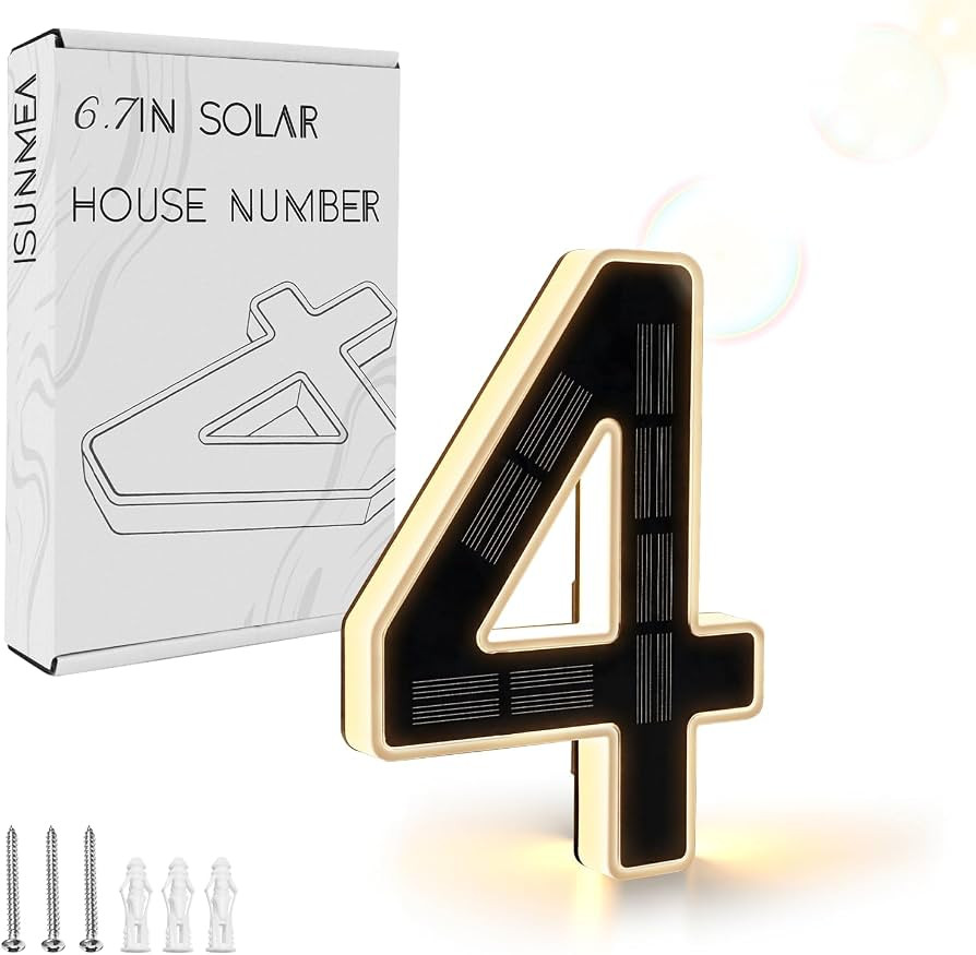 ISUNMEA 6.7 Inch Solar Lighted House Numbers for Outside, Light Up Waterproof LED Address Signs f... | Amazon (US)
