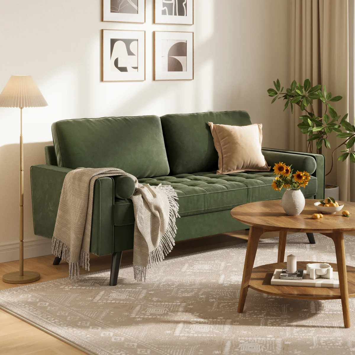 Brumback 70" Velvet Square Arm Sofa | Wayfair North America