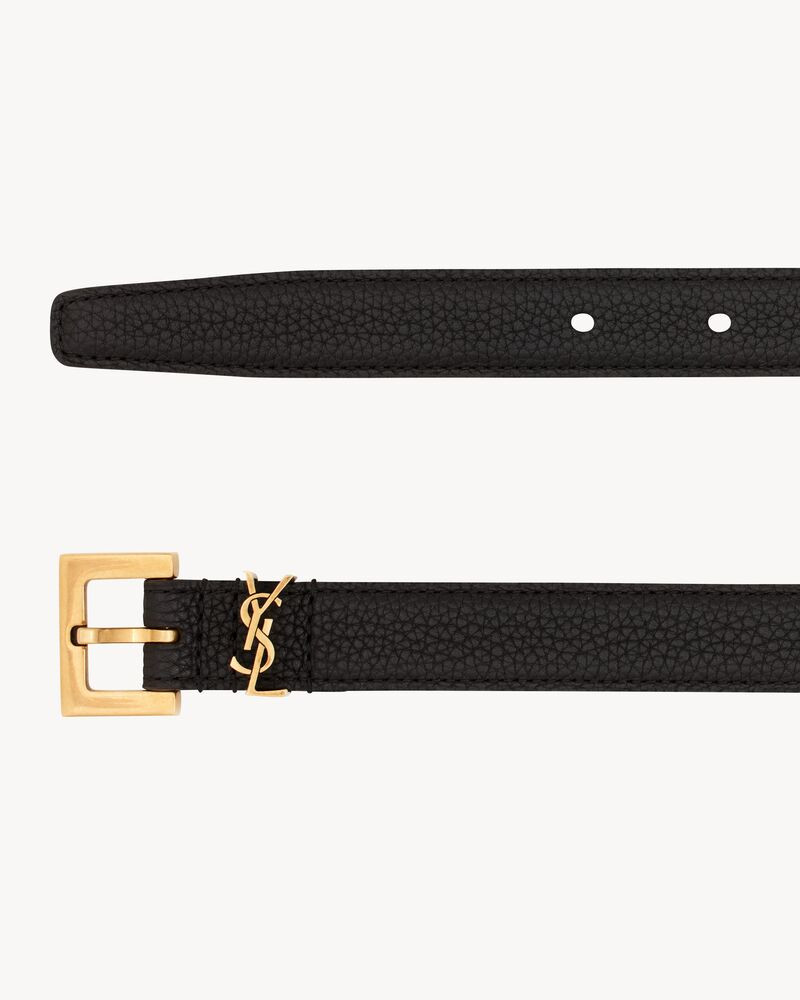 cassandre thin belt with square buckle in grained leather | Saint Laurent Inc. (Global)