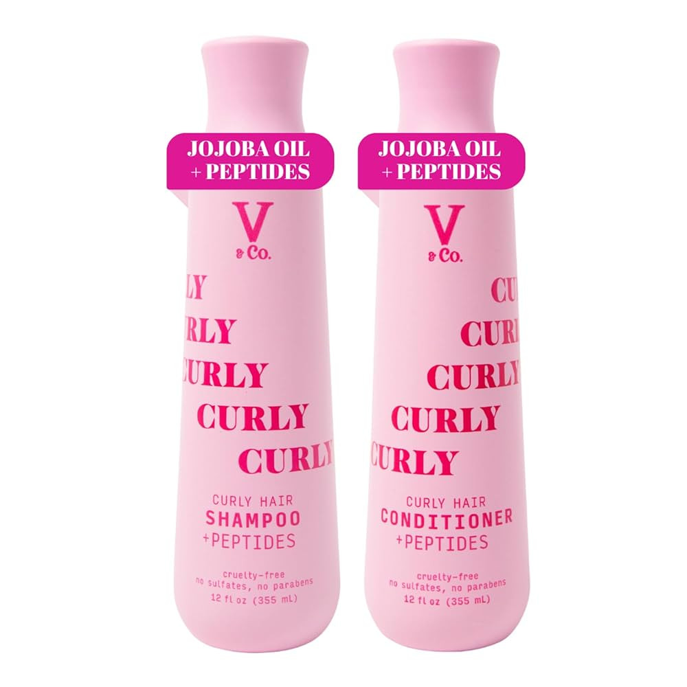 V&Co. Beauty Curly Hair Shampoo & Conditioner Set (12 Oz. Each) with Peptide Technology, Enhances... | Amazon (US)