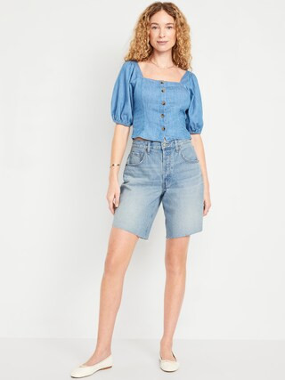 Mid-Rise Baggy Jean Bermuda Shorts -- 9-inch inseam | Old Navy | Old Navy (US)