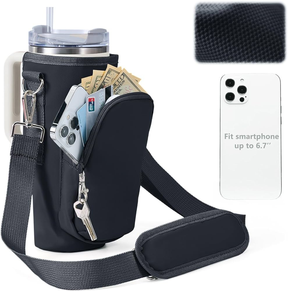 SUITMAT Large Water Bottle Pouch for Stanley Quencher Cup Tumbler, Double Layer Water Resistant B... | Amazon (US)