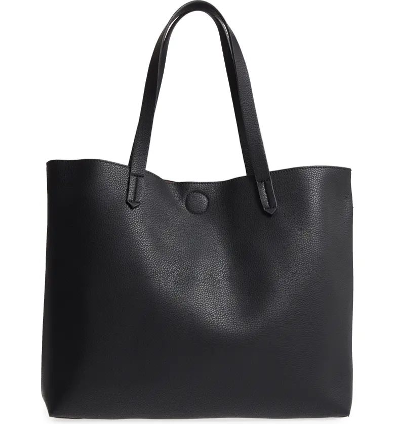 Contrast Lining Faux Leather Tote | Nordstrom