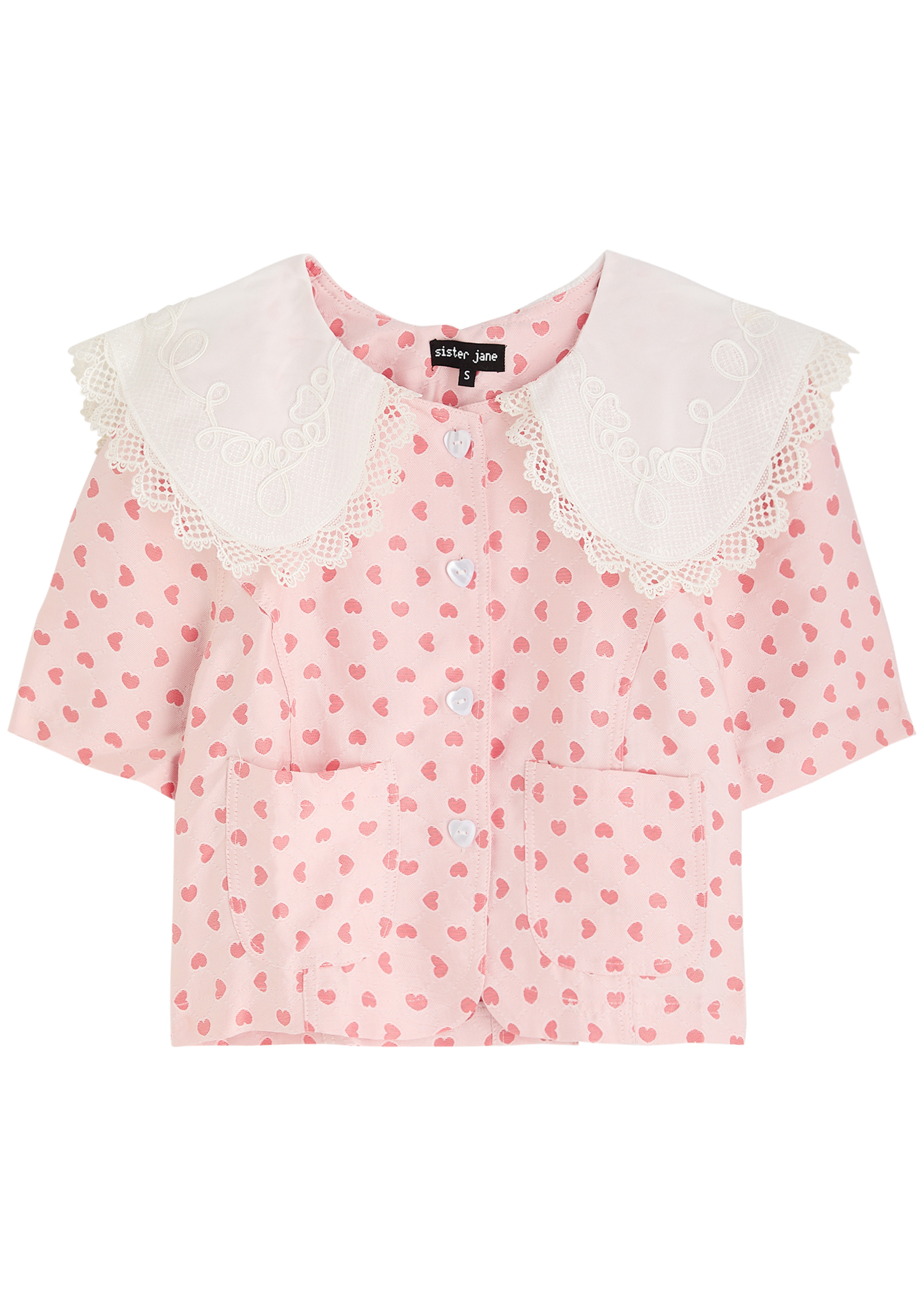 Canter cropped heart-jacquard woven top | Harvey Nichols