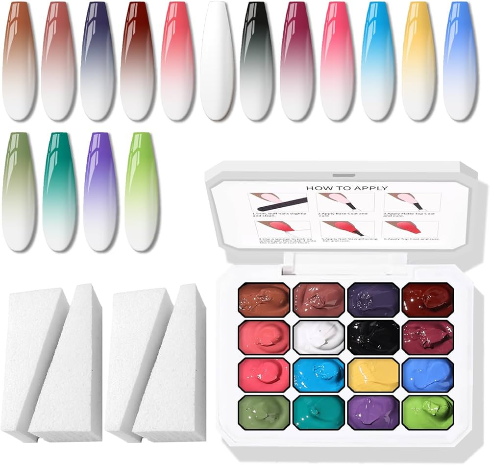 Sponge Pat Paint Nail Gel, Ombre Nails Gradient Gel Nail Blush Blooming Aura Nails Drawing Stripp... | Amazon (US)