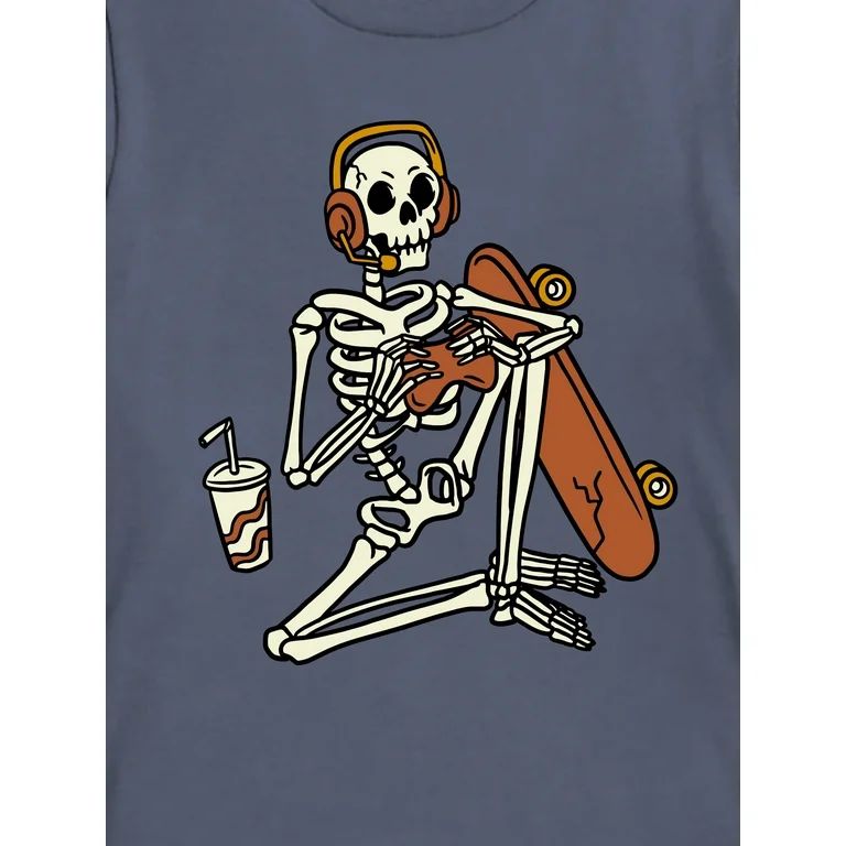 Wonder Nation Boys Skeleton Hang Out Short Sleeve Graphic Crew Neck T-Shirt, Sizes XS-2X (Little ... | Walmart (US)