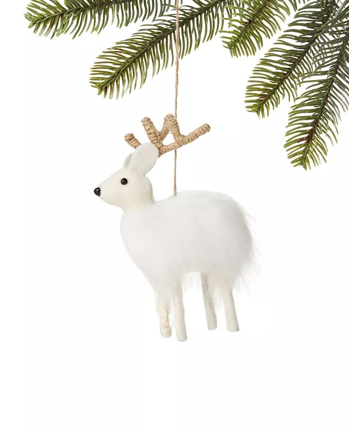 Holiday Lane Shimmer and Light White Faux-Fur Deer, Created for Macy's - Macy's | Macy's